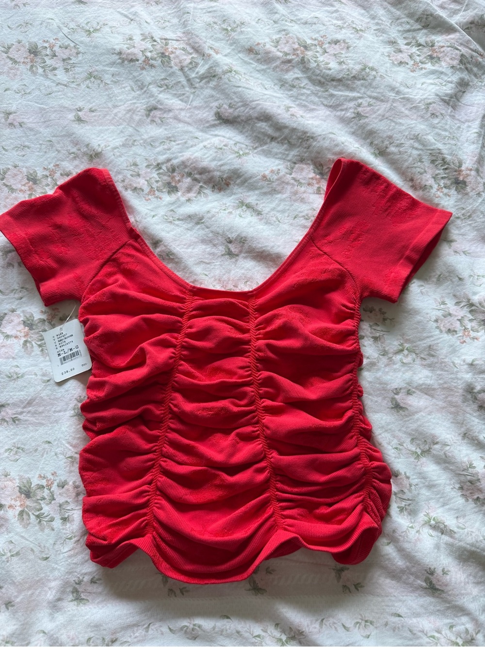 Free People Red Ruched Top - Picture 2 of 5